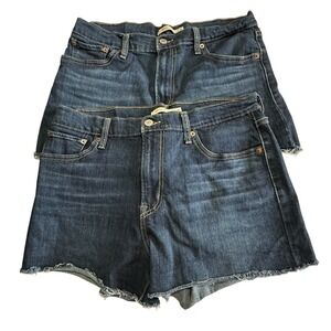 Levi's High Rise Jean Short Raw Hem Dark Wash Women's Size W31 Blue 2 Pair